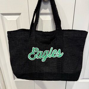 Philly Fan Black terry 'Eagles' Tote Bag with Green Script patch